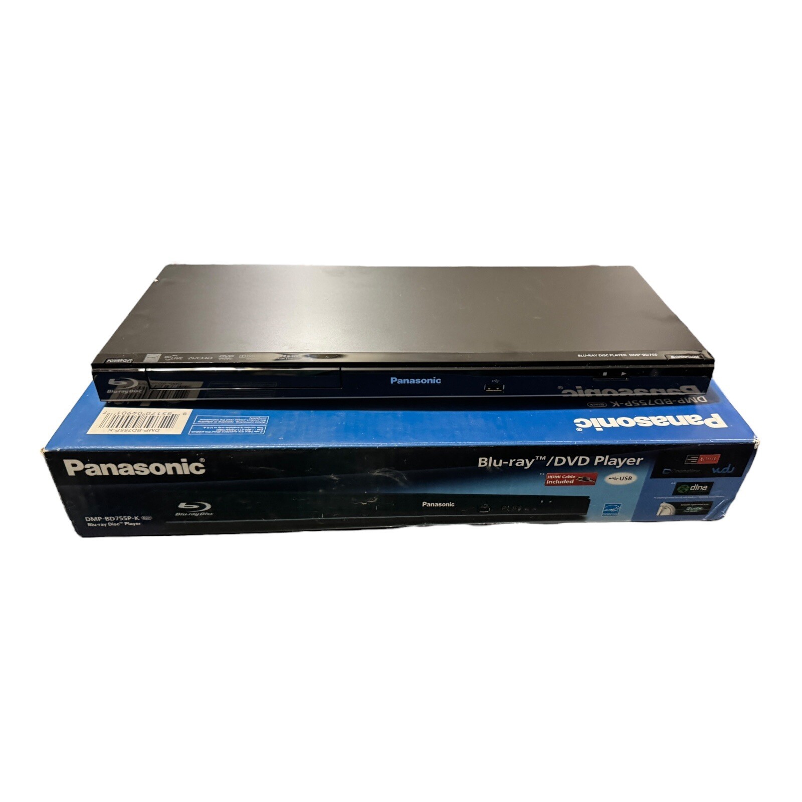 Panasonic DMP-BD755 Blu-Ray / DVD Disc Player w/ Remote Control & Owners Manual