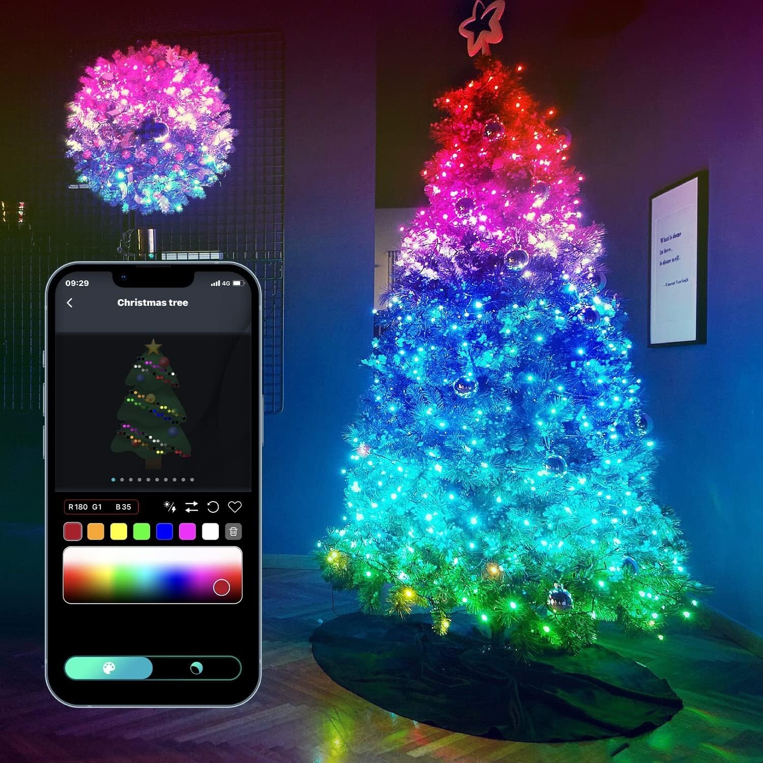 Luci di Natale e Arredo 10m 100 LED RGB USB - Reagisce alla Musica