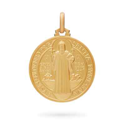 18k Gold Medal of St Saint Benedict Medallion Pendant Religious from Vatican