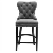 Velvet Button Wing Back Bar Stool Kitchen Pub Studd Breakfast Dining Chair Seat