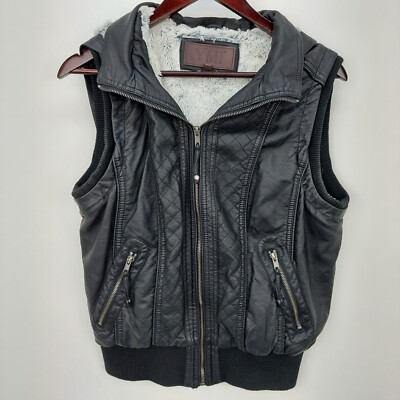 Ymi Leather Jacket With Hoodie Women's YMI Black Size (L) Faux