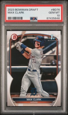 2023 Bowman Draft BD76 Max Clark 1st Prospect Paper Detroit Tigers PSA 10 Gem MT