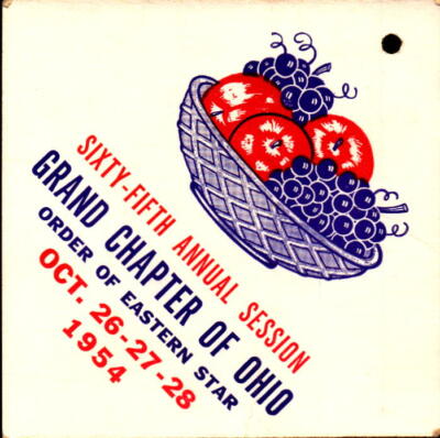Vintage hand tag Sixty-Fifth Annual Session Grand Chapter Order Eastern Star 
