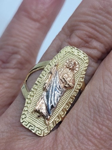 Long solid 14k Gold Saint Jude Judas Ring Size 6 7 8 9 10 Greek - Picture 8 of 20