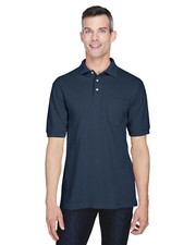 Harriton Men's 5.6 oz. Easy Blend Polyester Cotton Polo with Pocket M265P S-4XL