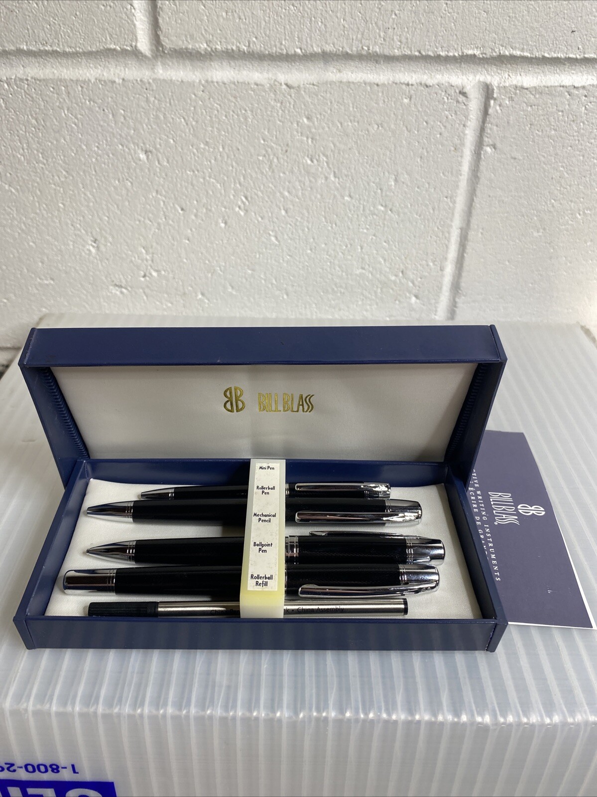 BILL BLASS 5 PIECE black PEN SET Mini Rollerball Mechanical Pencil & ballpoint