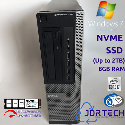 Customizable Windows 7 Pro Dell Optiplex 790 Intel Core i7 NVME SSD 8GB WiFi