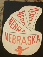  4 VINTAGE1950'S UNIV. OF NEBRASKA CORNHUSKERS CARDBOARD VISOR HAT GIVE AWAY