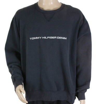 Vintage TOMMY JEANS  Men's XL Navy Blue ''Tommy Hilfiger Denim'' Sweatshirt