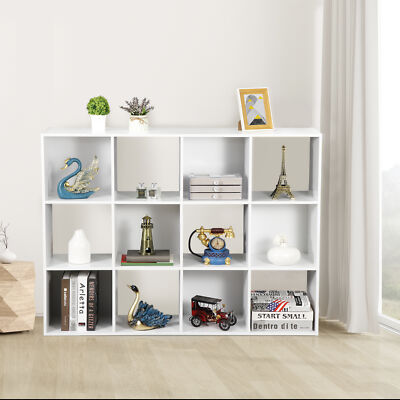12 Cube Storage Organizer 3 Tier Wood Bookshelf Free Combination Cube Shelves 