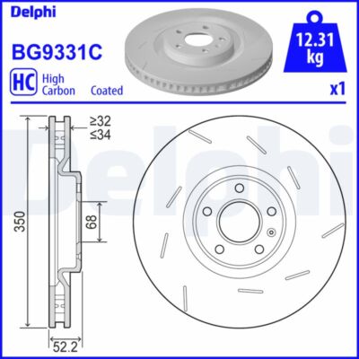 DELPHI BG9331C Bremsscheibe für PORSCHE