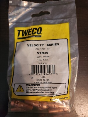 Tweco 1160-1751 VTM30 Velocity Series Contact Tips (0.8mm), 10PK