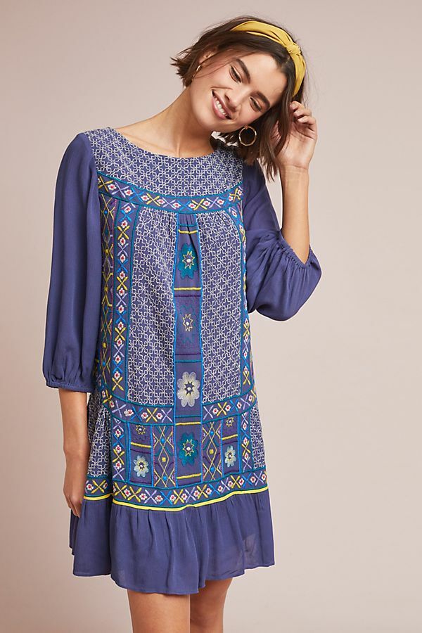 Anthropologie Patna floral Embroidered Tunic Dress SIZE 0 NEW NWT