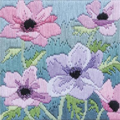 Bothy Threads Langstich-Set ''Lila Anemonen'', 11x11cm, DWSLS16, Zählmuster
