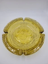 Vintage 70's Large Anchor Hocking Soreno Amber Glass Ripple Ash Tray