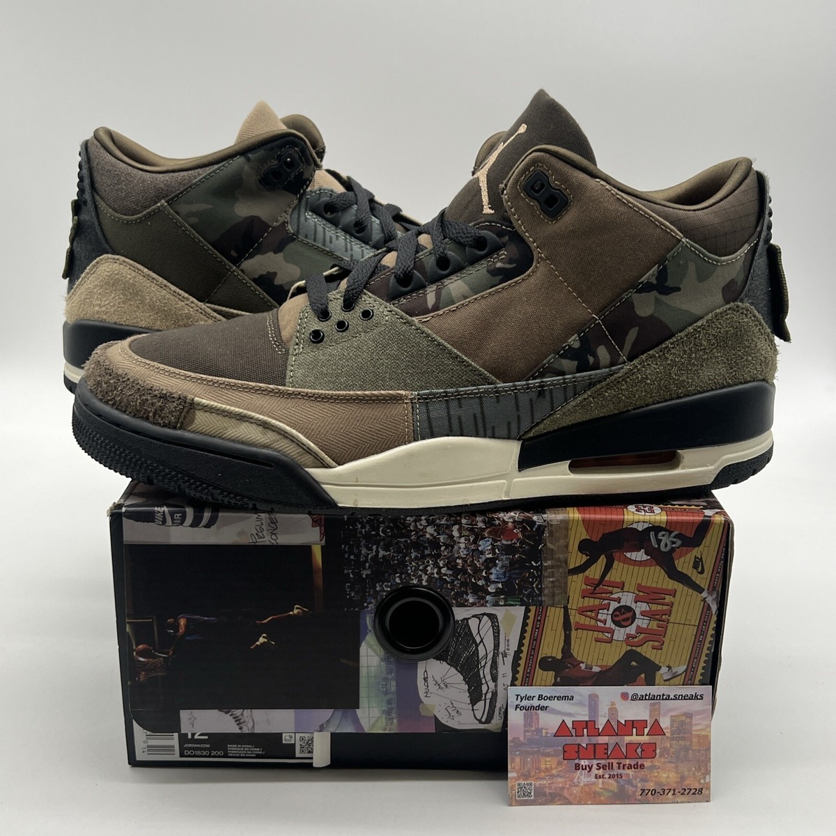 Size 12 - Jordan 3 Retro Patchwork 2021 Black Tan Olive (DO1830