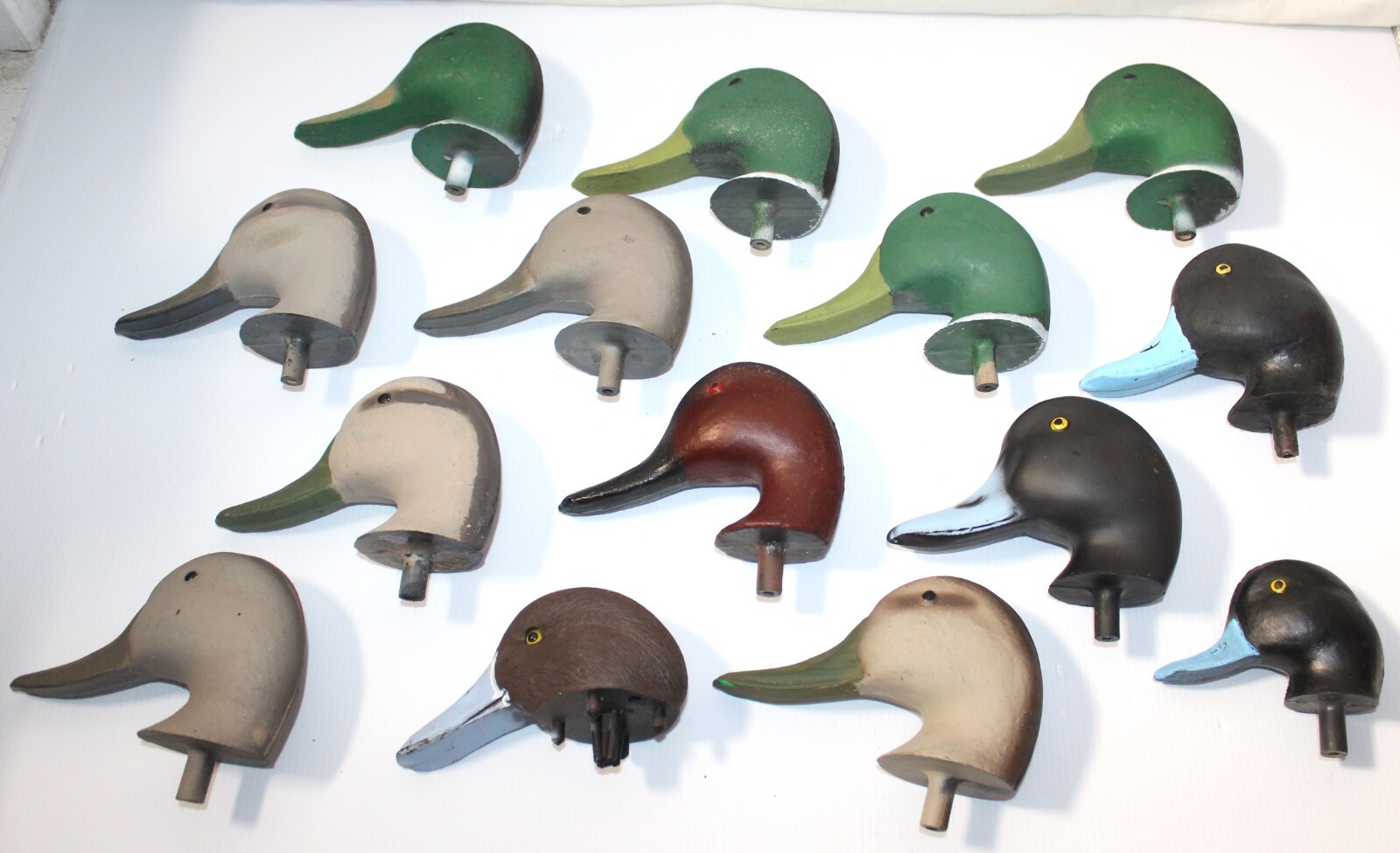 Vtg Asst Lot of Herters Duck Decoy Heads Mallard, Scaup, Canvasback