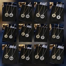 Edelstahl Sternzeichen Zodiac Sterne Gold Silber Schmuck Damen Herren Kette