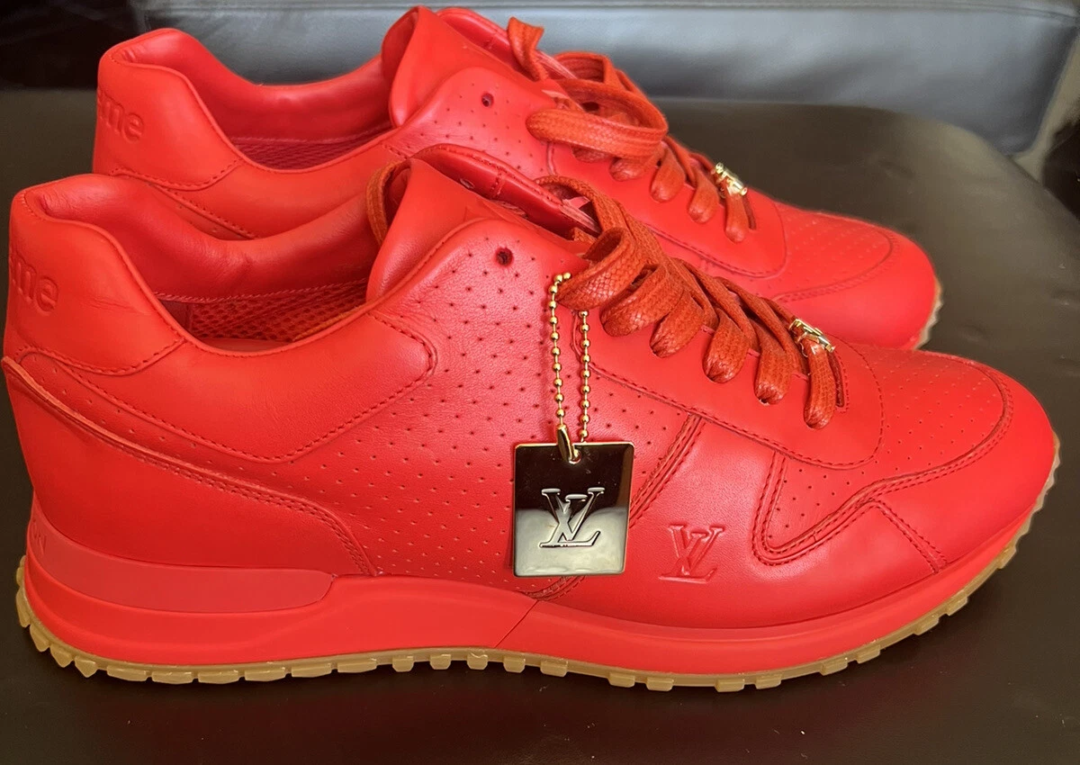 LOUIS VUITTON x SUPREME ✅Men's Red Leather Run Away Sneakers Sz LV7 Brand  New✅