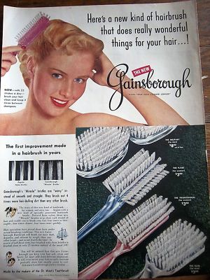 1951 Gainsborough Hair Brush 25 Strokes a Day Ad