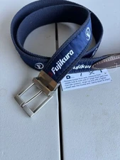 YRI Canvas & Leather Golf Belt Cut To Size Fujikura Logo Sz Blue USA NWT
