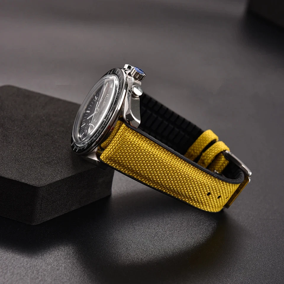 Резиновый ремешок из парусины холщовый нейлоновый быстросъемный ремешок для часов 18–22 мм - Изображение 4 из 4