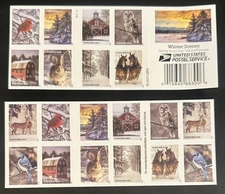 B740, Full Booklet of  20 Winter Scenes US Forever Stamps $15.60 Face