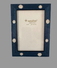 NEW Natalini Handmade 4 x 6 Italy Lacquer Photo Picture Frame Blue Pearls Modern
