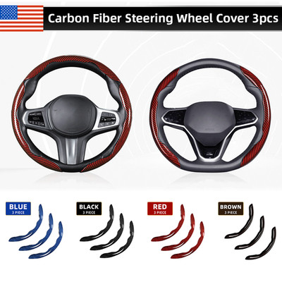 For Fiat Carbon Fiber Steering Wheel Cover Set 14-16'' Wrap Grip Car Accessories