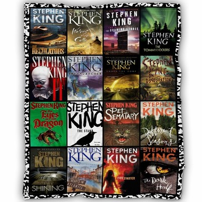Stephen King Horror Classics Blanket   Iconic Book Covers Collage Design