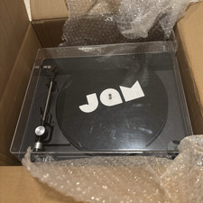 JAM Black Turntable Record Player with Dust Cover, USB, Stereo RCA, Type G