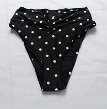 Aerie Women's High Cut Ruched Cheeky Bikini Bottoms JL3 Black Medium NWT