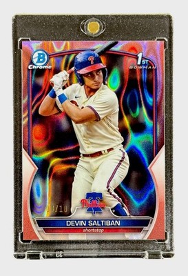 Devin Saltiban 2023 Bowman Chrome Draft 1st Prospect Rose Gold Lava/10 SSP BDC-2