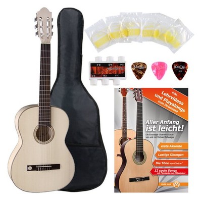 Seidenmatte 7/8 Konzert-Gitarre mit großem Zubehörset für Anfänger & Kinder