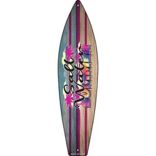 Salt Water Summer Tie Dye Novelty Metal Surfboard Sign