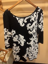 Whitehouse Black Market Women’s Dress S Black With White Swirls Vintage