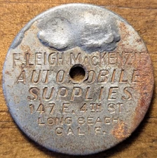 Long Beach, California CA F. Leigh Mackenzie Ford Auto Charge Coin Key Fob Tag