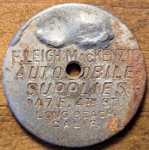 Long Beach, California CA F. Leigh Mackenzie Ford Auto Charge Coin Key Fob Tag
