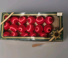 Vintage Red Satin Sheen Silk Balls Styrofoam Christmas Ornaments, Lot of 19