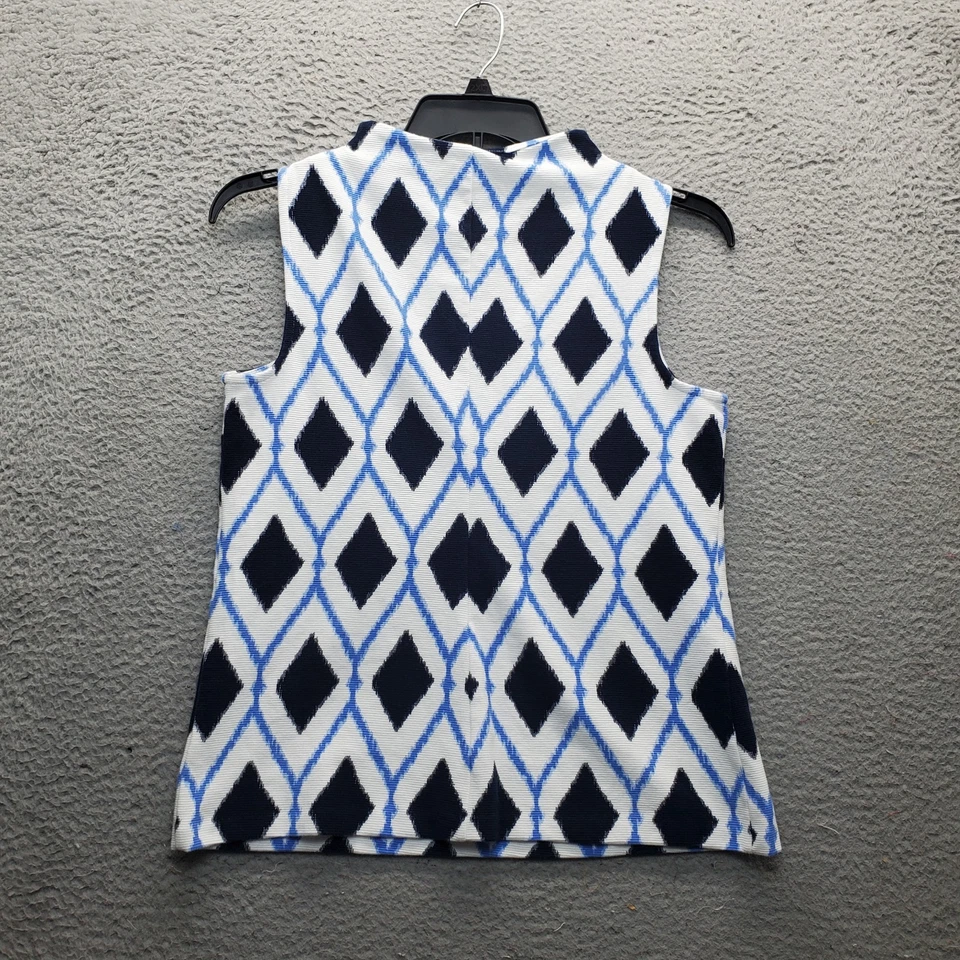 Blusa Talbots Top Mujer Pequeña Multi Estampado Diamante Sin Mangas Cuello Redondo Pullover Foto 2 de 4