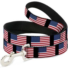 Dog Leash United States Flags WIDE 1.5"
