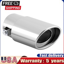 Exhaust Tip Stainless Steel Fit 1.5-2.1in Round Chrome Rear Pipe Muffler Exhaust Tip Stainless Steel Fit 1.5-2.1in Round Chrome Rear Pipe Muffler