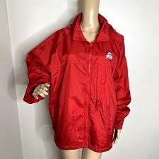 Vintage Ohio State Buckeyes Windbreaker Jacket Red Full Zip Large NCAA OSU