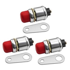 3PCS Push Button Starter Switch 12V 50A, Push Start Button, 12V 50A Heavy Red-3