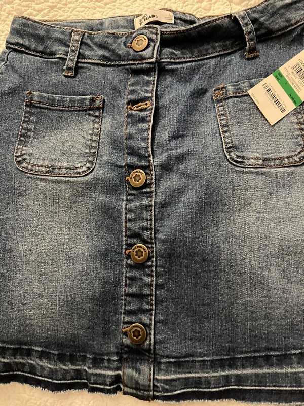 Epic Threads Girls Jean Skirt  Denim Blue  A-Line buttons Size Large 