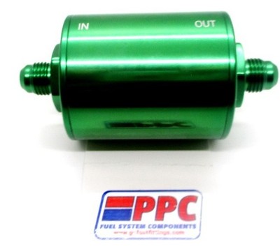 06 an Pol Green Billet Alum Fuel filter 10 micron s.s element E85 Ethanol Race