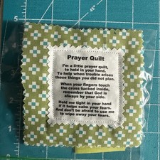 Prayer Quilt with Cross Inside olive/beige 