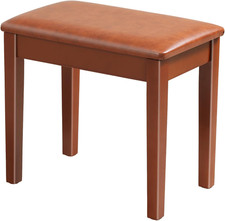 Solid Wood Piano Bench with Cushion Adjustable Keyboard Stool Brown 13x21x18