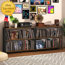 3 Tier Vinyl Record Storage Vintage Player Table with Spacious Storage up to 4