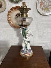 Extremely Rare Copeland Spode Tobacco Leaf Imari And Majolica Cherub Oil Lamp